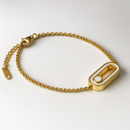 Rachel | 18K Gold Plated Uno Geometric Sliding Ball Waterproof Bracelet