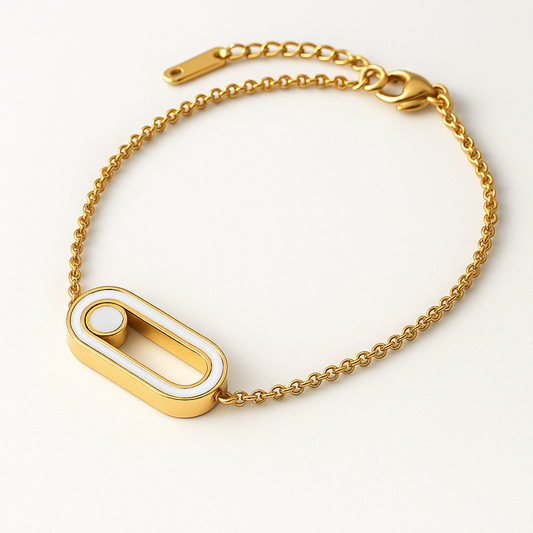 Rachel | 18K Gold Plated Uno Geometric Sliding Ball Waterproof Bracelet
