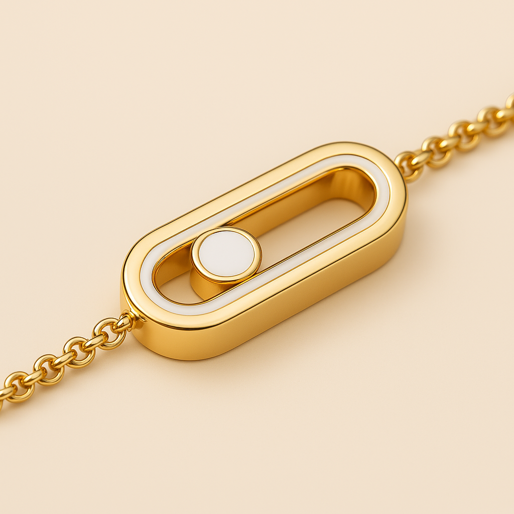 Rachel | 18K Gold Plated Uno Geometric Sliding Ball Waterproof Bracelet