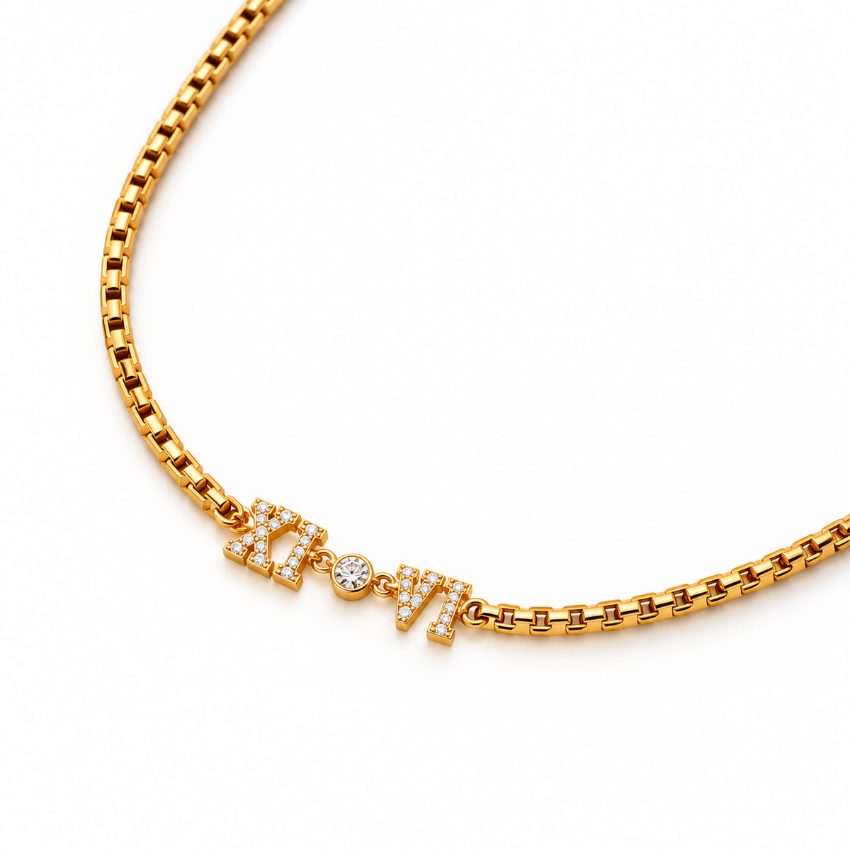 Fabia | Gold Plated Zircon Roman Numeral Necklace