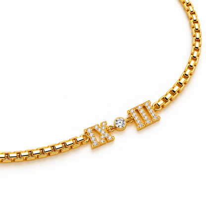 Fabia | Gold Plated Zircon Roman Numeral Necklace
