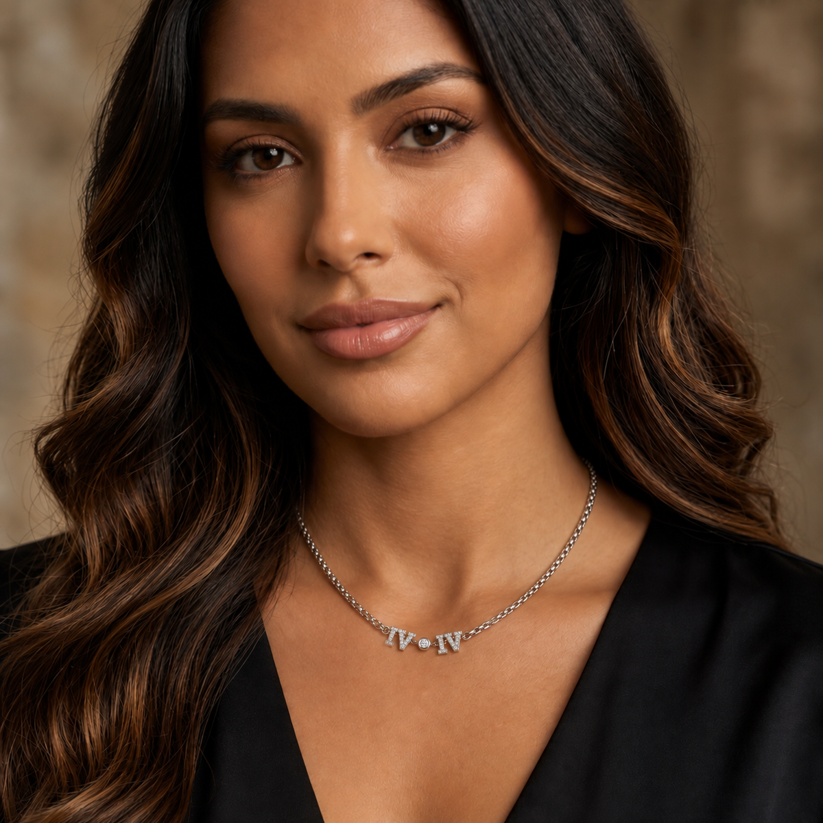 Fabia | Gold Plated Zircon Roman Numeral Necklace