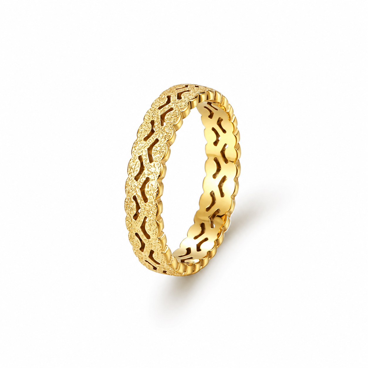 Zyre | Gold Plated Sculpted Lace Band Ring