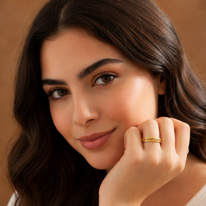 Zyre | Gold Plated Sculpted Lace Band Ring
