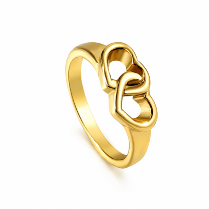 Amorette | Gold Plated Interlocking Hearts Ring