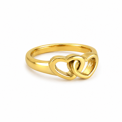 Amorette | Gold Plated Interlocking Hearts Ring