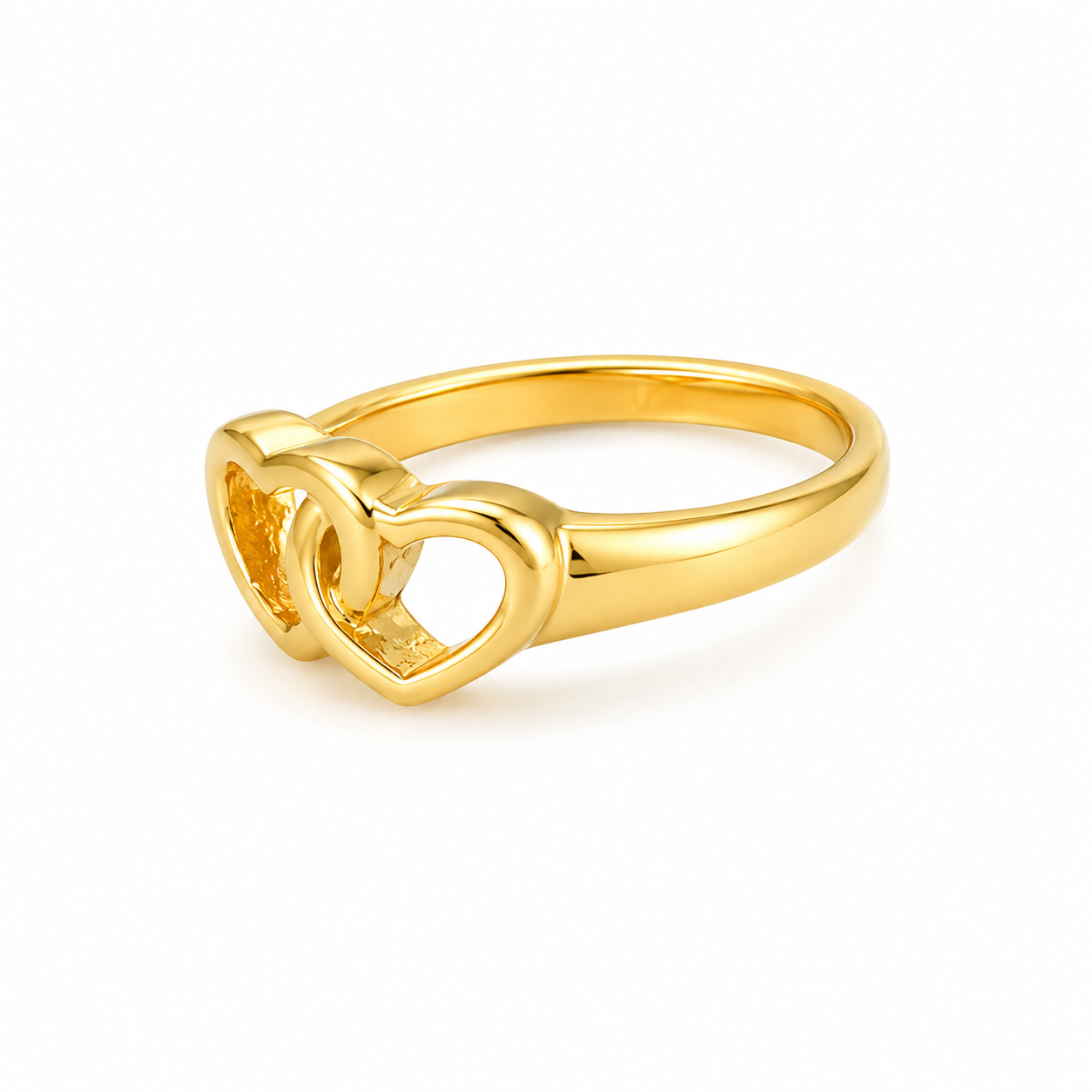Amorette | Gold Plated Interlocking Hearts Ring