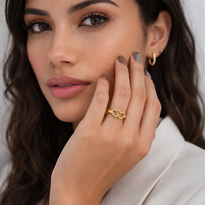 Amorette | Gold Plated Interlocking Hearts Ring