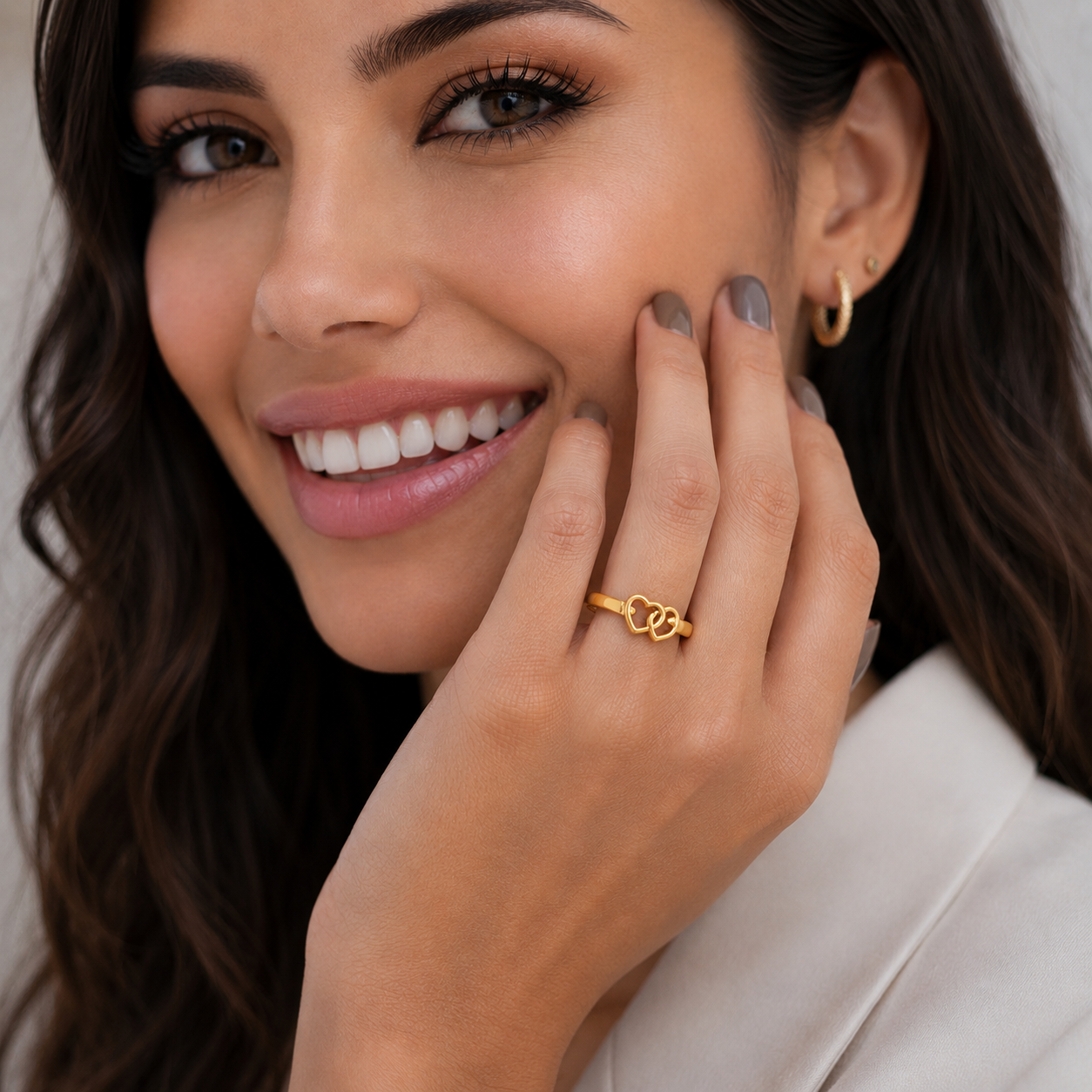 Amorette | Gold Plated Interlocking Hearts Ring