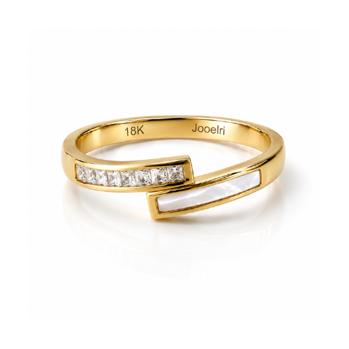 Ambrosia I Gold Plated Celestia Zircon & Shell Ring