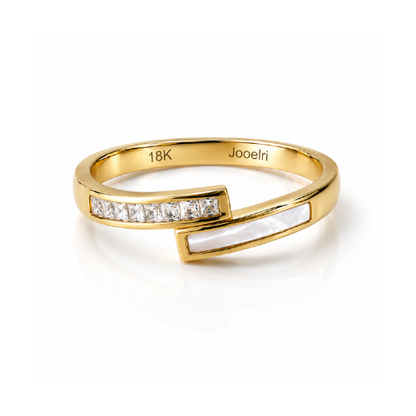 Ambrosia I Gold Plated Celestia Zircon & Shell Ring