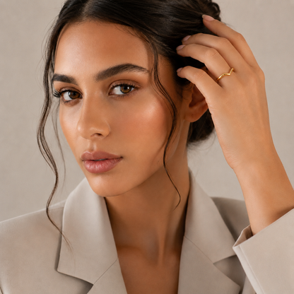 Noa | Wishbone Gold Plated Sleek Ring