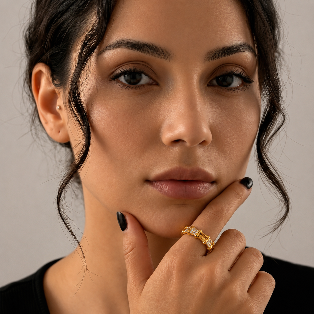 Selestia | Gold Plated Bamboo Éclat Ring