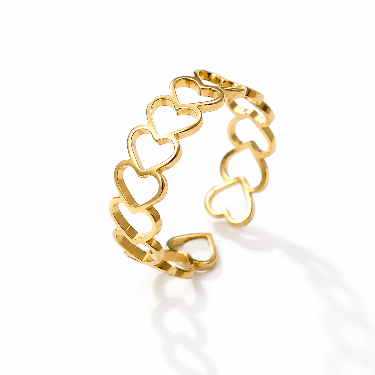 Éternelle  | Gold Plated Love Heart Open Cuff Ring