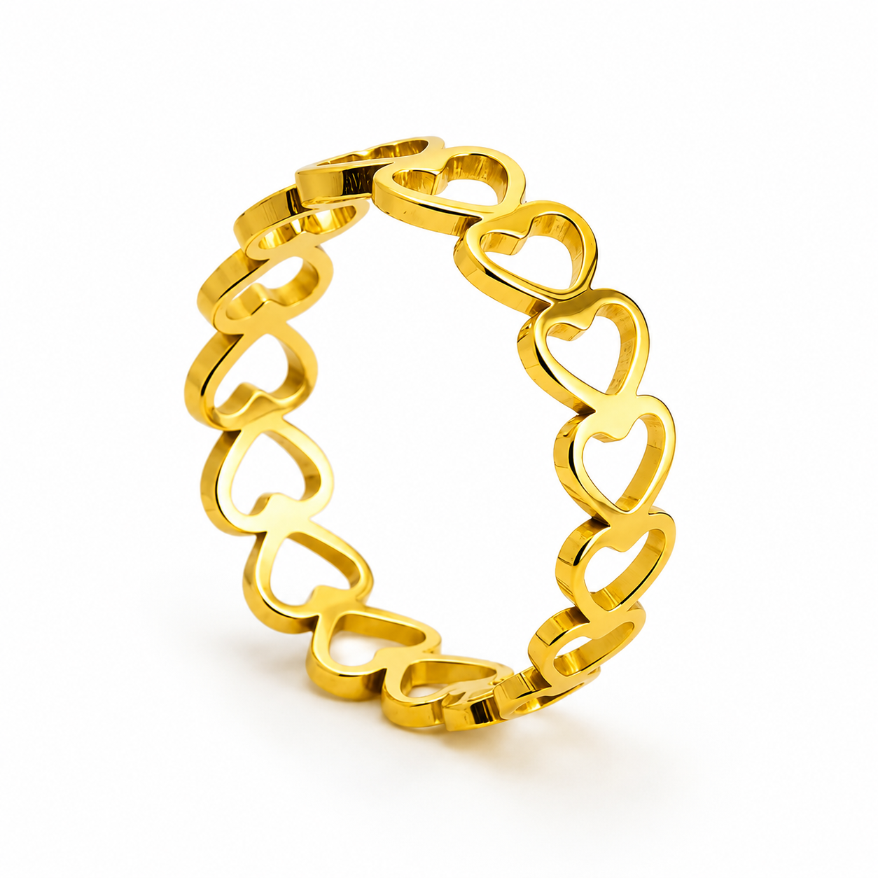 Éternelle  | Gold Plated Love Heart Open Cuff Ring