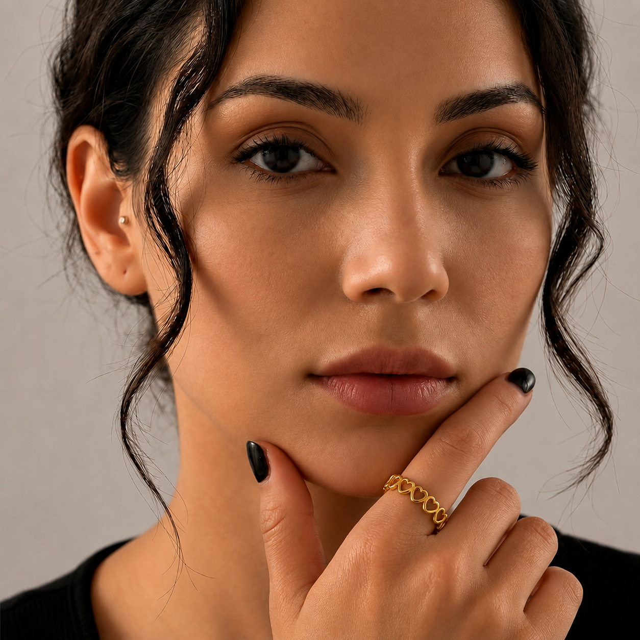 Éternelle  | Gold Plated Love Heart Open Cuff Ring