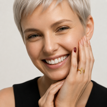 Aurelle | Gold Plated Noble T-Bar Ring