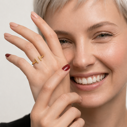 Aurelle | Gold Plated Noble T-Bar Ring