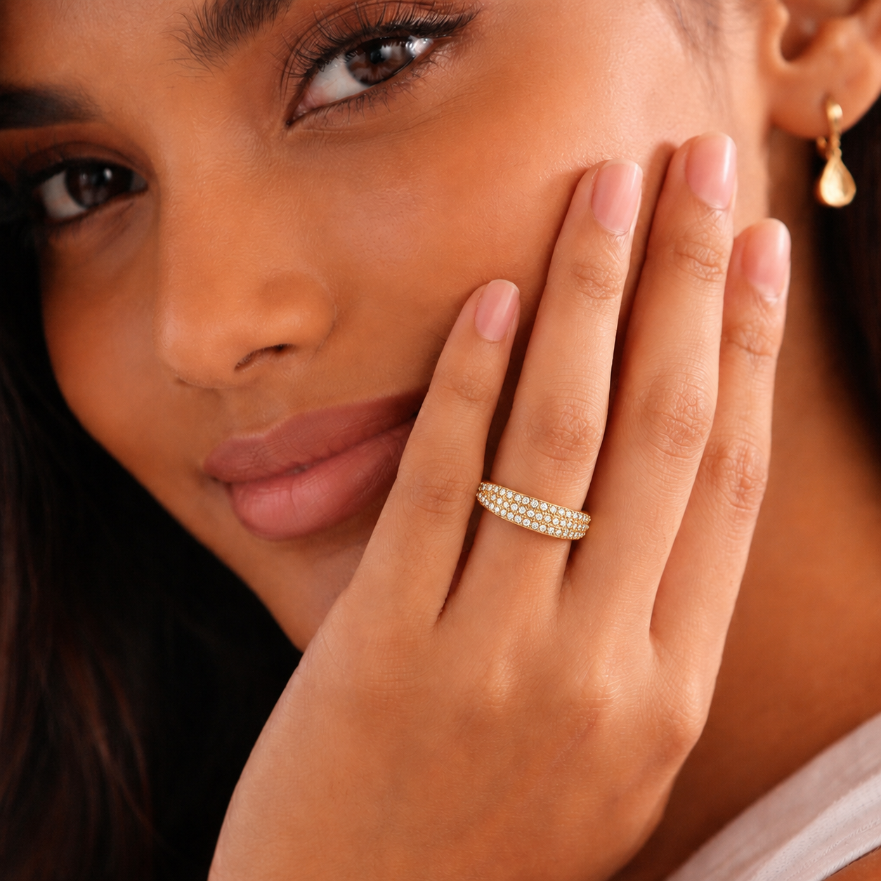 Étoile | Gold Plated Pavé Ring