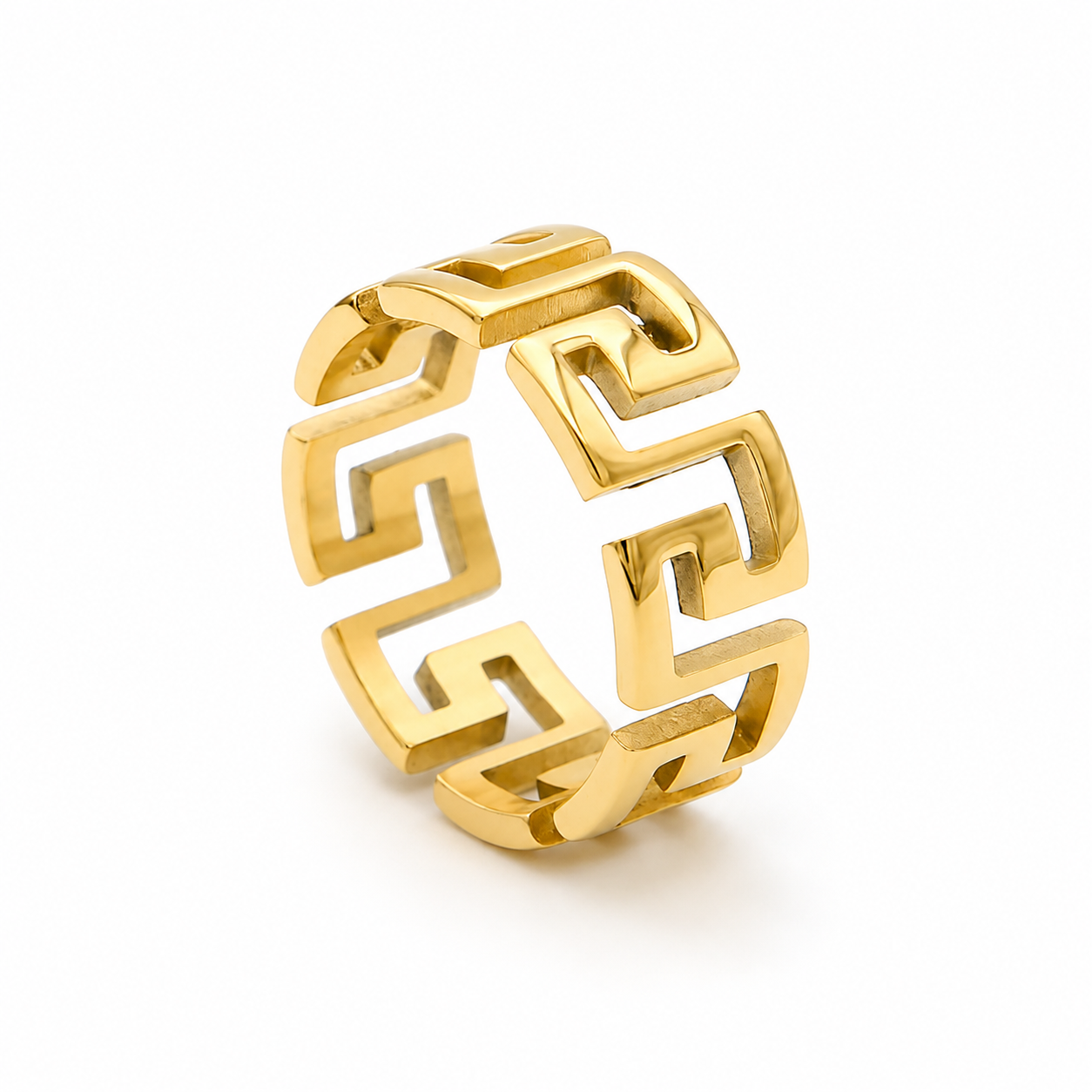 Helios | Luxe Gold-Plated Greek Key Ring
