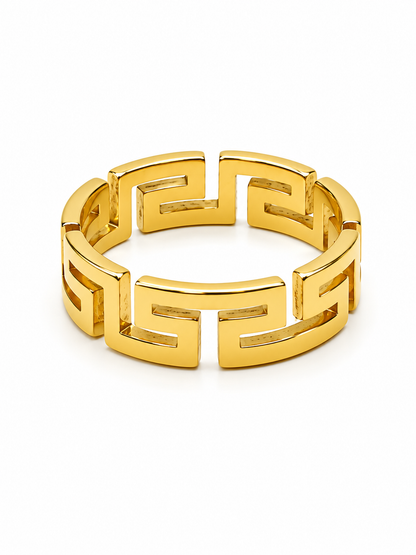 Helios | Luxe Gold-Plated Greek Key Ring