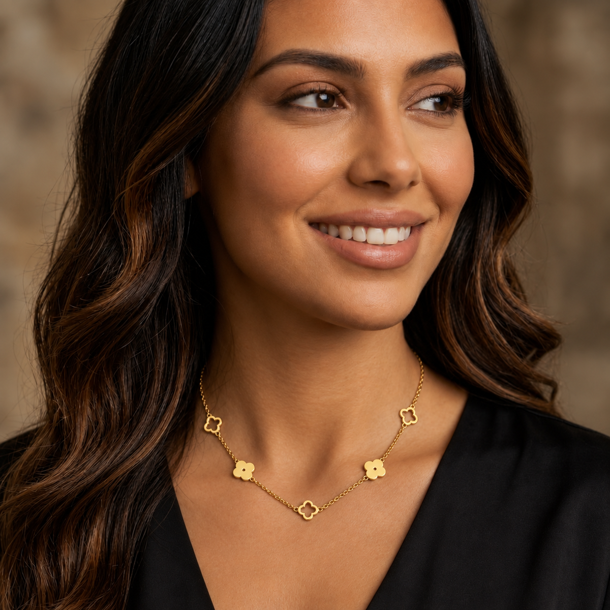 Kelsie | Gold Plated Four-Leaf Clover Pendant Necklace