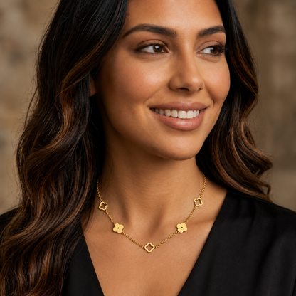 Kelsie | Gold Plated Four-Leaf Clover Pendant Necklace