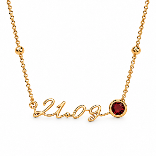 Ace | Gold Plated Date and Birthstone Necklace