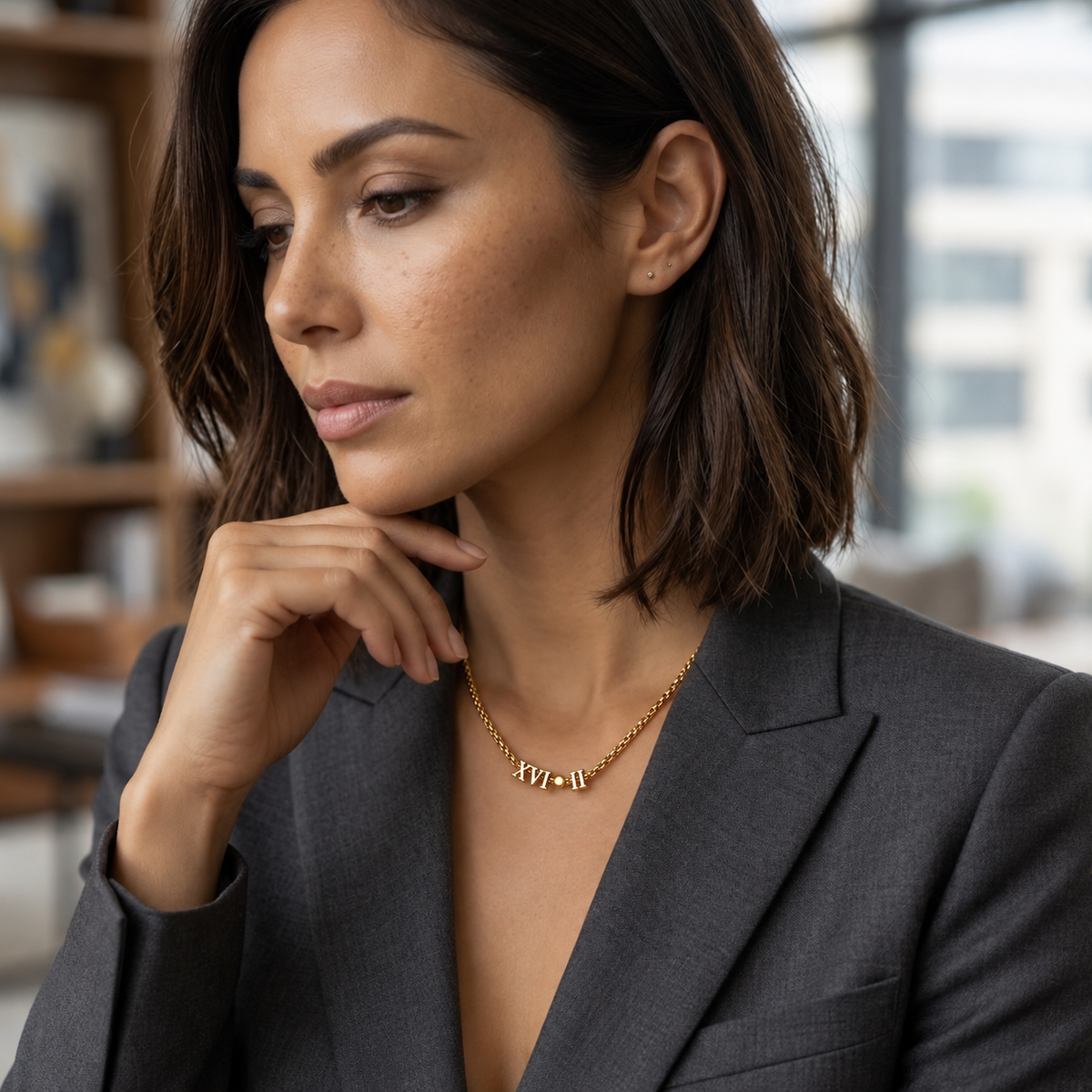 Romie | Gold Plated Roman Numeral Necklace