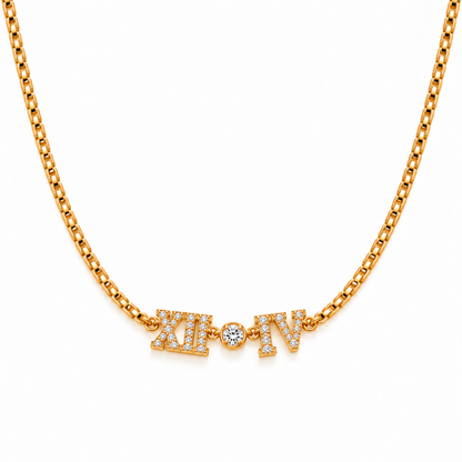 Fabia | Gold Plated Zircon Roman Numeral Necklace
