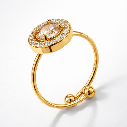 Meritt | Gold Plated Solitaire Faceted Zircon Ring