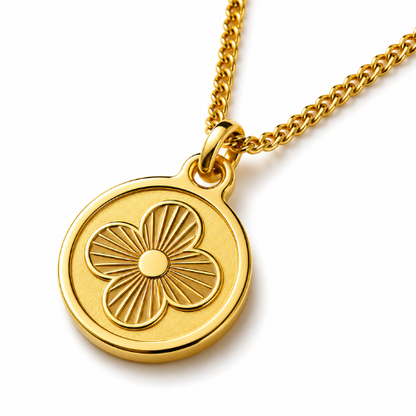 Elizabeth | Gold Plated Clover Coin Pendant Necklace