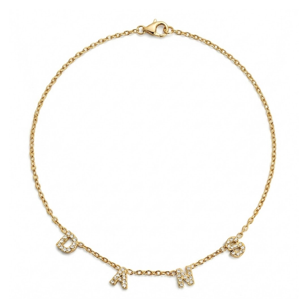 Dais | Gold Plated Suspended Personalised ICY Name Necklace