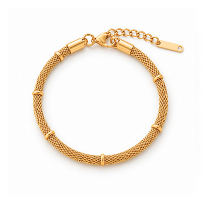 Victoria | Gold Plated Bamboo Mesh Bracelet