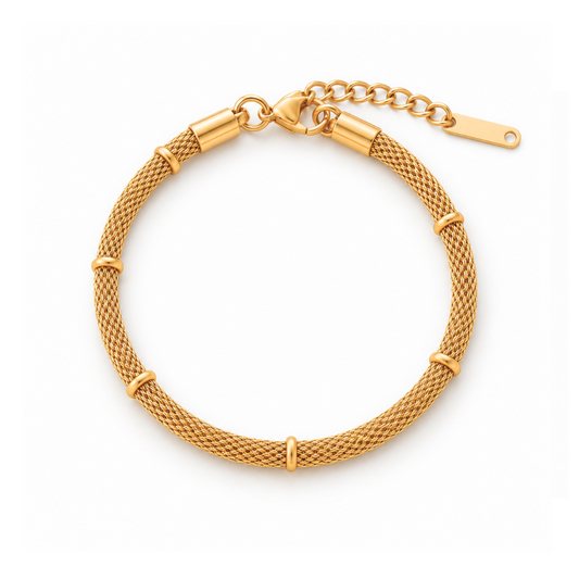 Victoria | Gold Plated Bamboo Mesh Bracelet