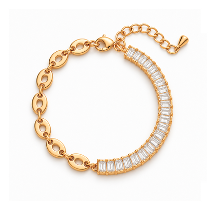 Giselle | Gold Plated Coffee Bean Link Bracelet