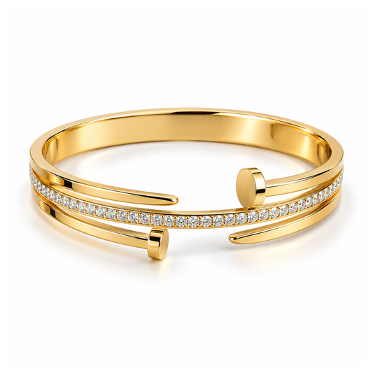 Haven | Gold Plated Pave Nail Head Bangle