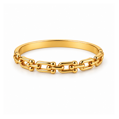 Amarante | Gold Plated U-Link Cuff Bangle Bracelet