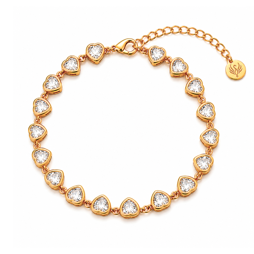 Annemarie | Gold Plated Lux Heart Tennis Bracelet