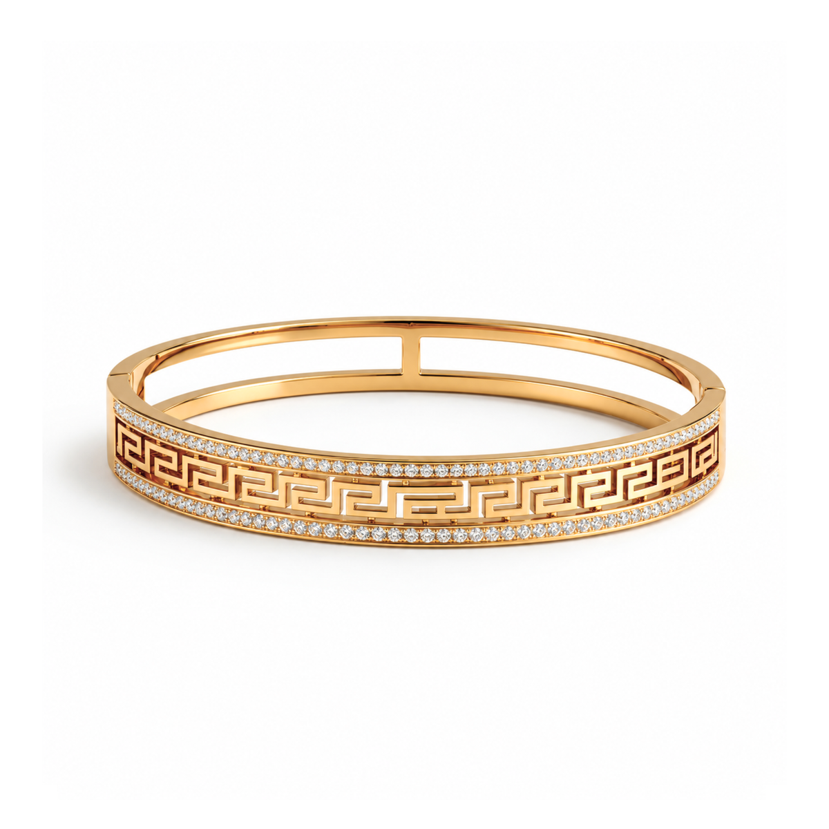 Tatiana | Gold Plated Pavé Greek Key Bangle
