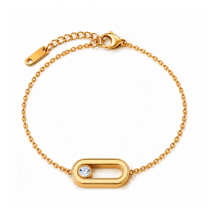 Kaira | Gold Plated Uno Geometric Sliding Ball Bracelet