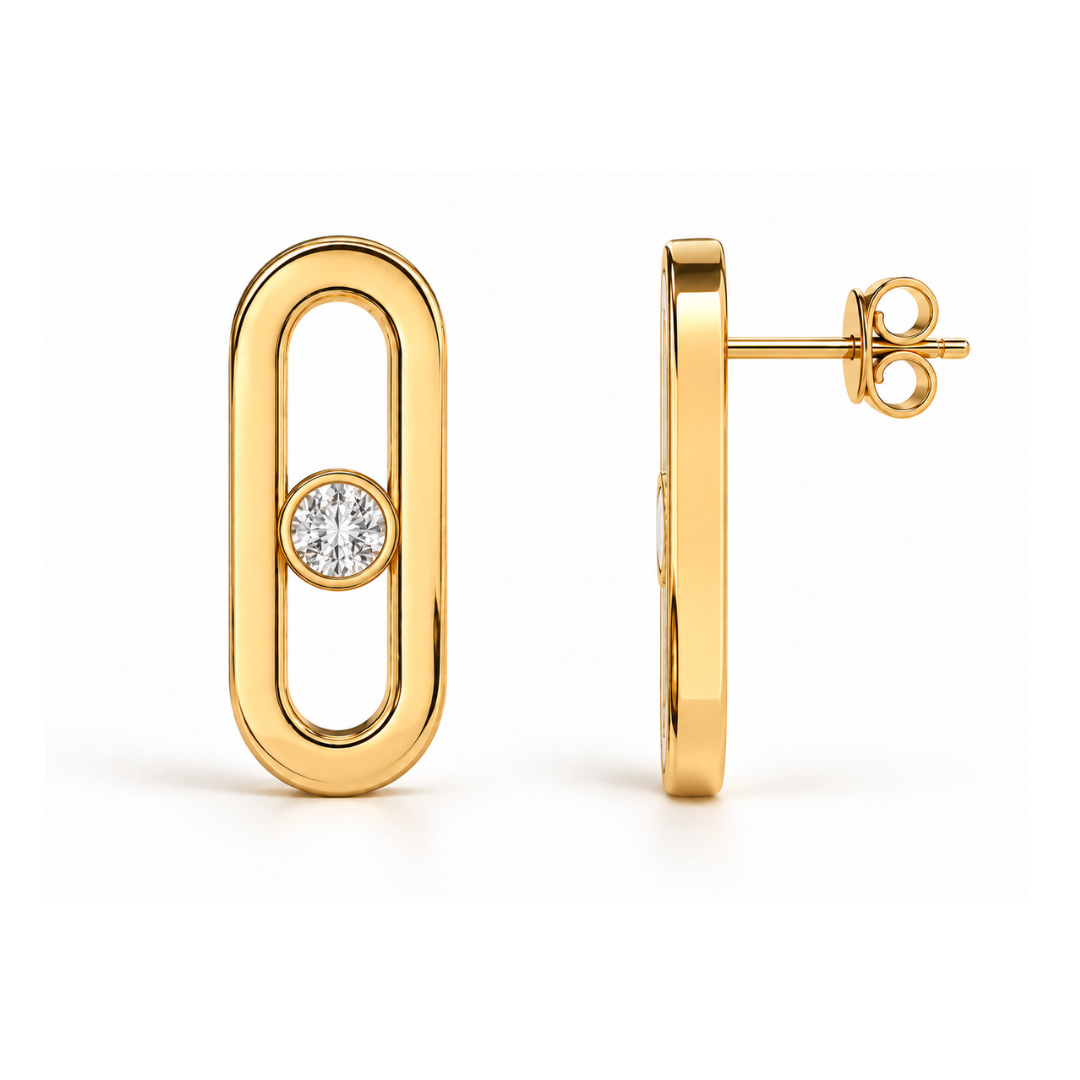 Kallie | Gold Plated Uno Geometric Zircon Studs