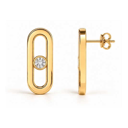 Kallie | Gold Plated Uno Geometric Zircon Studs