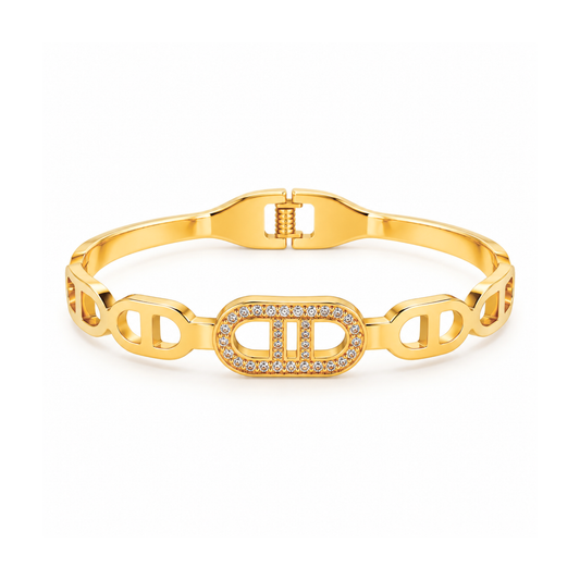Mida | Gold Plated Pave Cuff Bangle