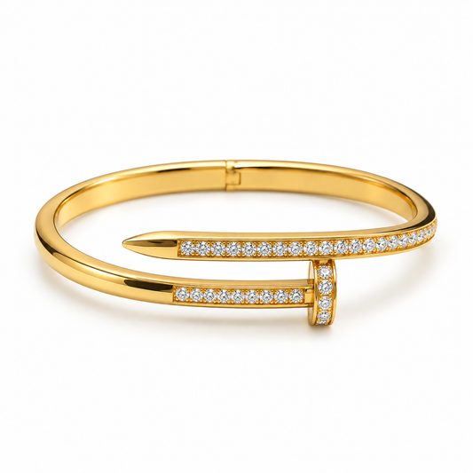 Nicolette | Gold Plated Pave Nail Head Bangle