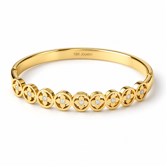 Kate | Gold Plated Clover Bangle