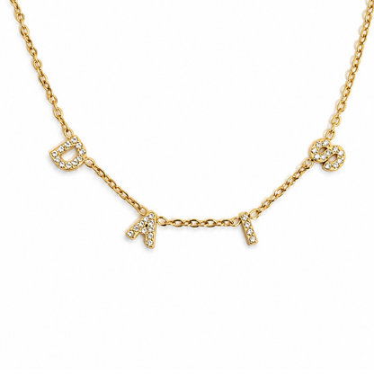 Dais | Gold Plated Suspended Personalised ICY Name Necklace