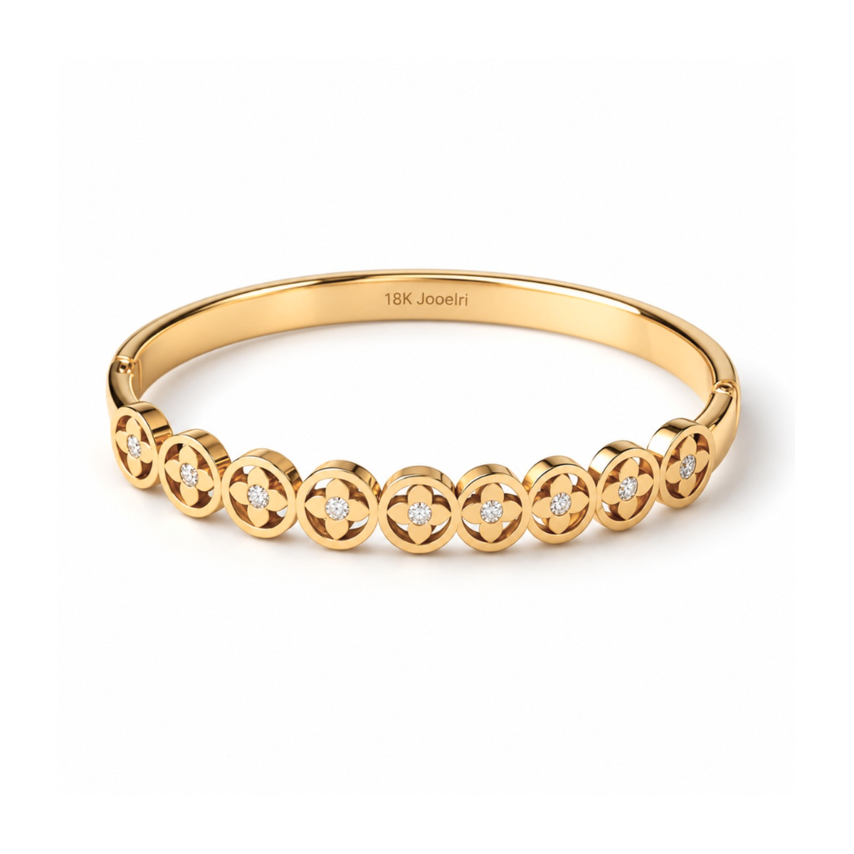 Kate | Gold Plated Clover Bangle
