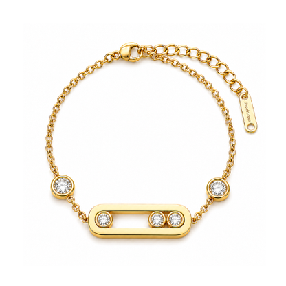 Sheena | Gold Plated Geometric Sliding Ball Bracelet