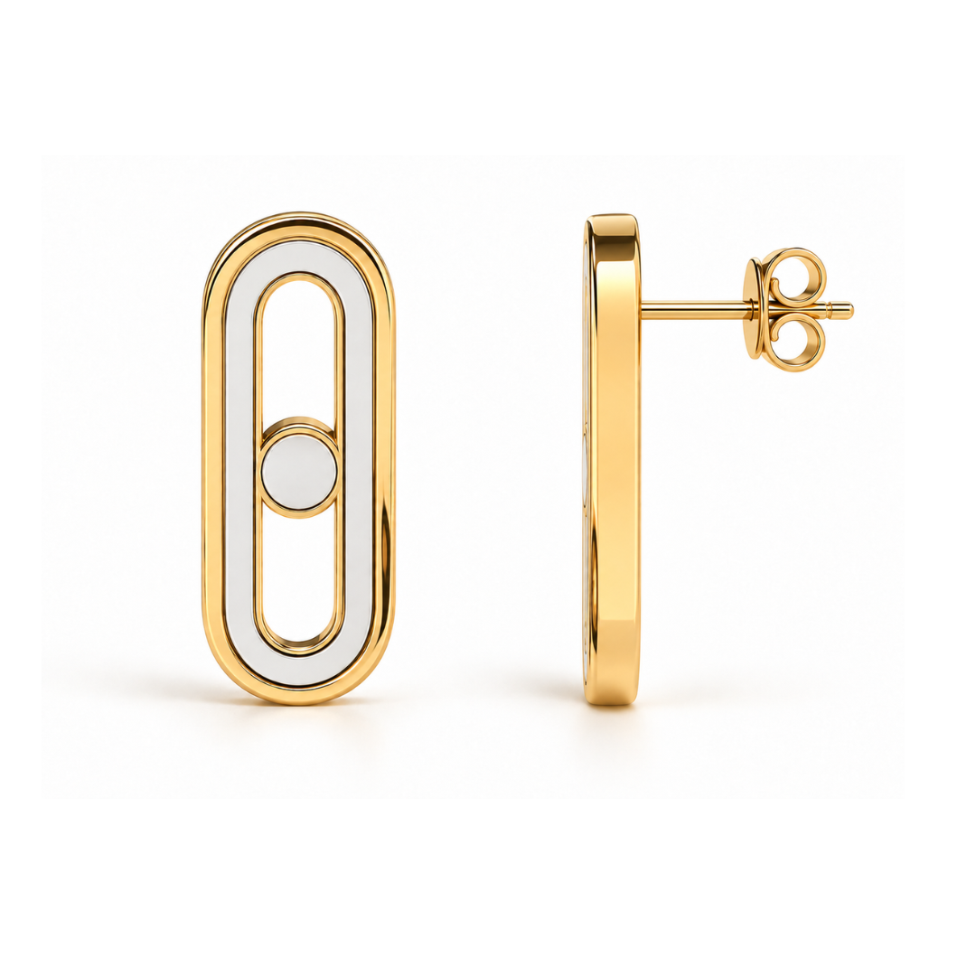 Alaska | Gold Plated Uno Geometric Ball Waterproof Stud Earrings